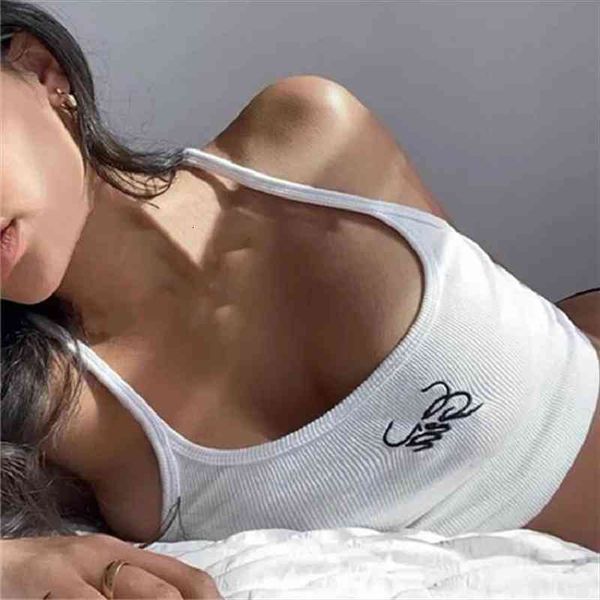 

gothic chic street girls fashion gia letter embroidery cami women summer skinny crop harajuku casual white tee