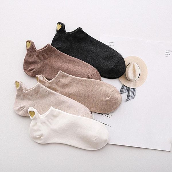 

socks & hosiery meias fashion woman 2021 spring ankle girls cotton color novelty women cute heart casual funny sock summer #j1, Black;white