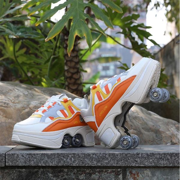 

deformation sneakers roller shoes colorful skate fashion trend for children parkour running skating inline & skates