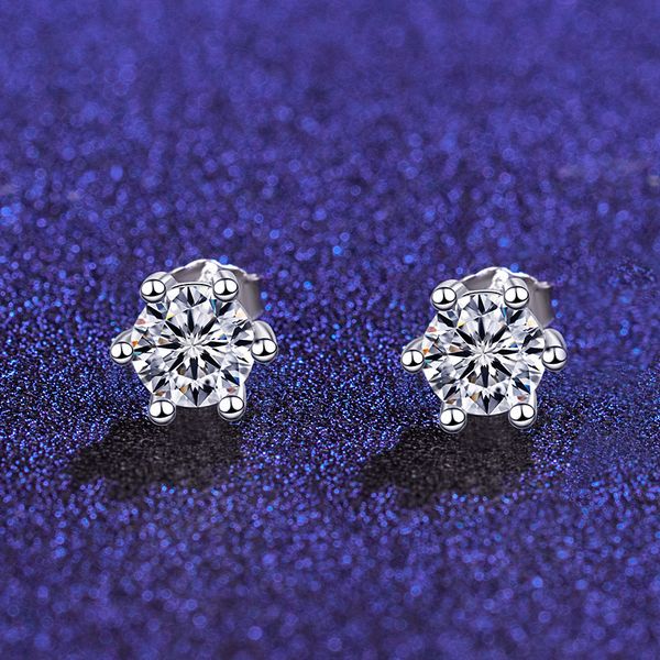 

s925 sterling silver classic diamond earrings with zircon shiny earring back for women gifts, White