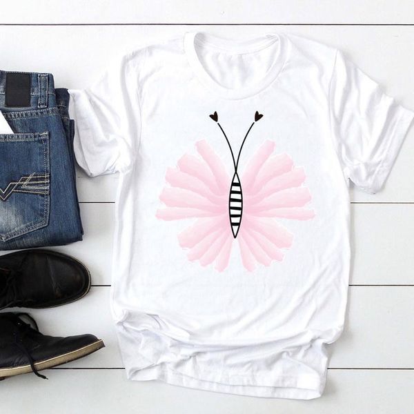 

women's t-shirt women butterfly casual cute fashion cartoon summer lady print tee graphic t female tshirts clothes, White