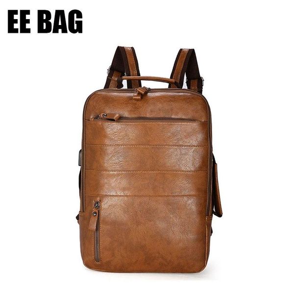 

backpack vintage pu leather business schoolbag korean female men's bag fashion computer outdoor travel bags