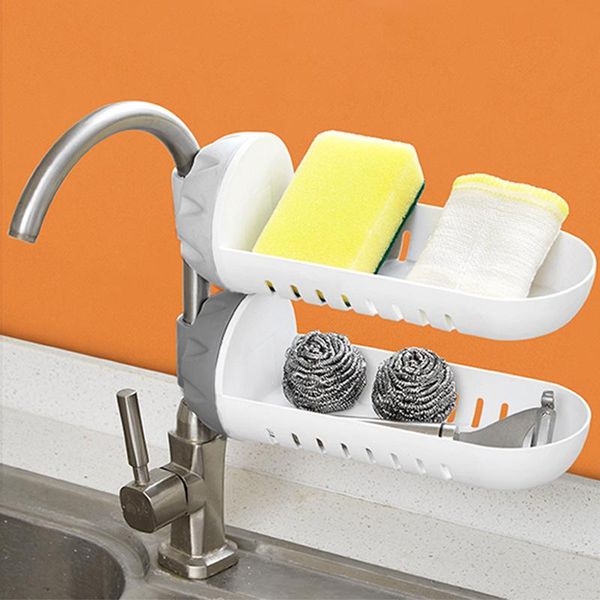 

kitchen storage & organization portable sponge organizer clean cloth soap faucet rack plastic pot brush drain sundries rag holder supplies