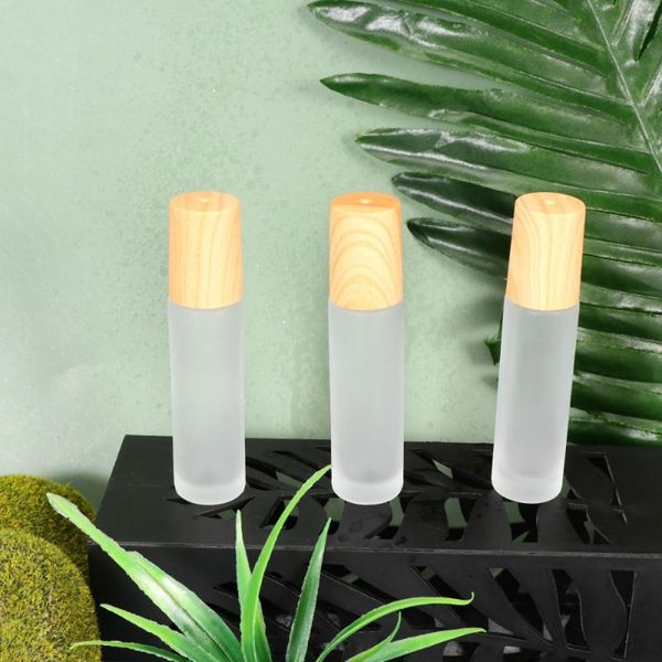 

storage bottles & jars 10pcs 10ml essential oil roller bottle empty glass with rolling bead for smear sample(frosted color)