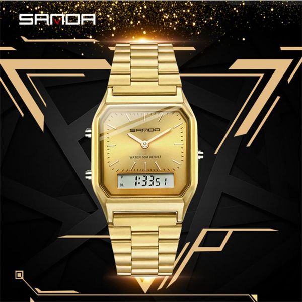 

gold men's watches quartz watch men fashion steel waterproof rose golden male clock relogio masculino 747 wristwatches, Slivery;brown