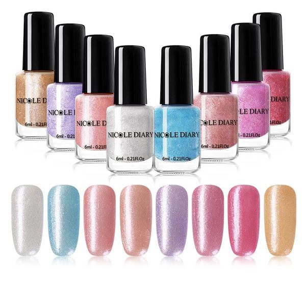 

nail polish 6ml shiny glimmer pearl colorful pink purple art varnish natural air drying manicures decoration