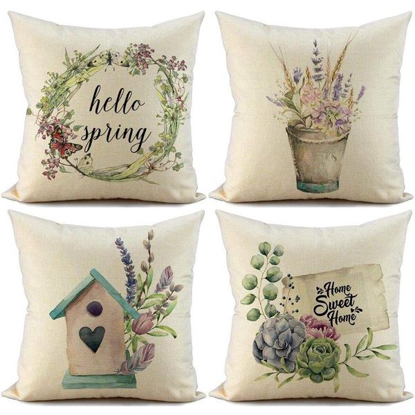 

pillow case spring covers 18x18 set of 4 throw cover farmhouse decor cushion home