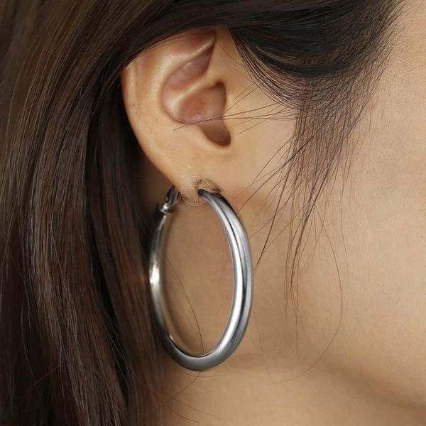 

hoop & huggie earrings for women 20mm 40mm 60mm silver color large big circle simple party round jewelry gifts lge197, Golden;silver