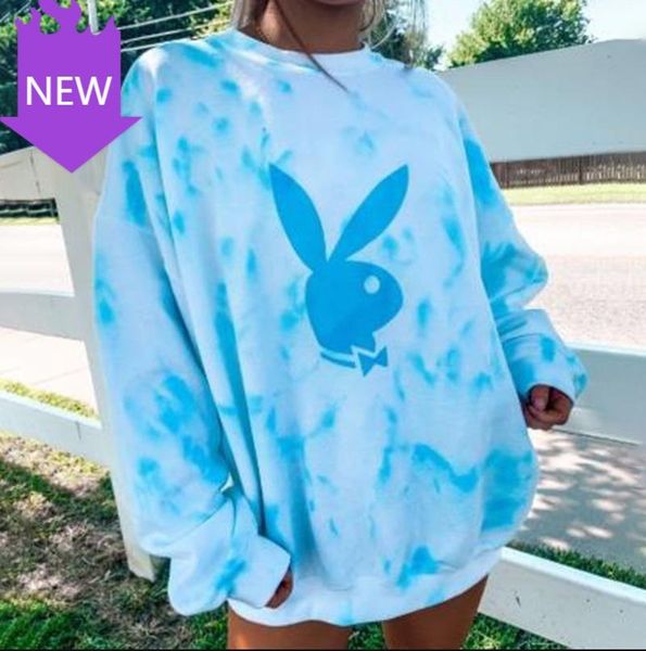 

plus size casual girls fashion sport 2021 autumn designer pullovers blue tie dye crewneck sweatshirt women oversized women's hoodies &, Black