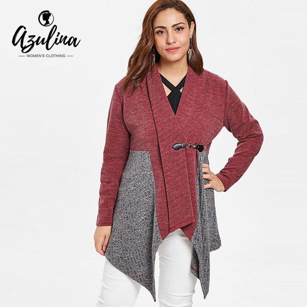 

women's sweaters azulina plus size shawl collar spliced cardigan women sweater fall long sleeve patchwork female cardigans, White;black