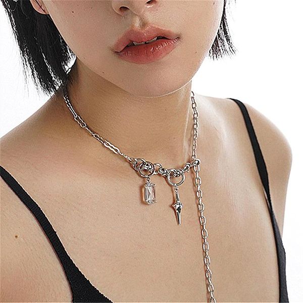 

pendant necklaces manstar can be restructured and pulled necklace for women summer niche light luxury 2021 girl clavicle chain cool chains, Silver