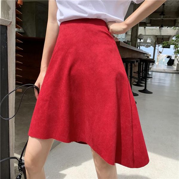 

skirts vintage women skirt spring high waist red 3754, Black