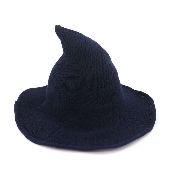 

sun hat children korean witch pointed eaves cotton knitting wizard folding basin fisherman's hat, Blue;gray