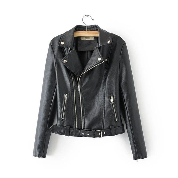 

women's leather & faux moto style ladies pu jackets 2021 spring fashion casual jacket black cool pocket girls
