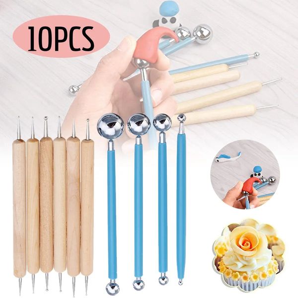 

10pcs diy dotting tool ball styluses tools kit for mandala rock painting pottery clay, Silver