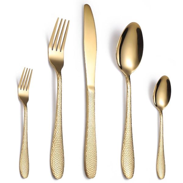 

western-style 5 pcs dinnerware set mirror stainless 410 steel tableware knife fork coffee spoon flatware sets