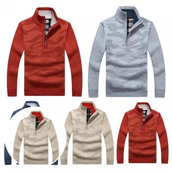 

men's casual thickened autumn sweater, with zipper, White;black