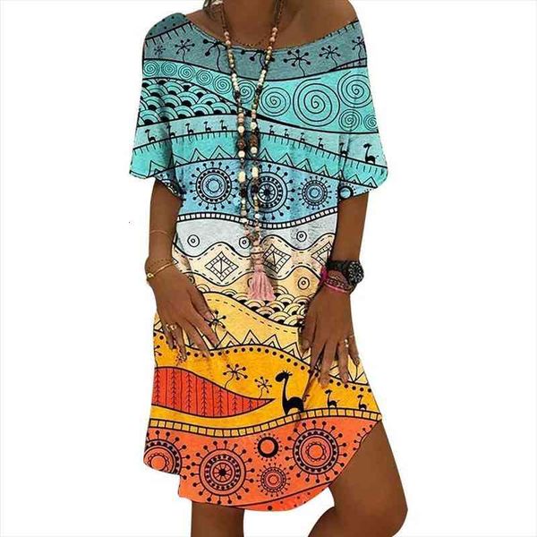 

plus size fashion loose casual womens dresses floral print short sleeves round neck vintage summer dress, Black;gray