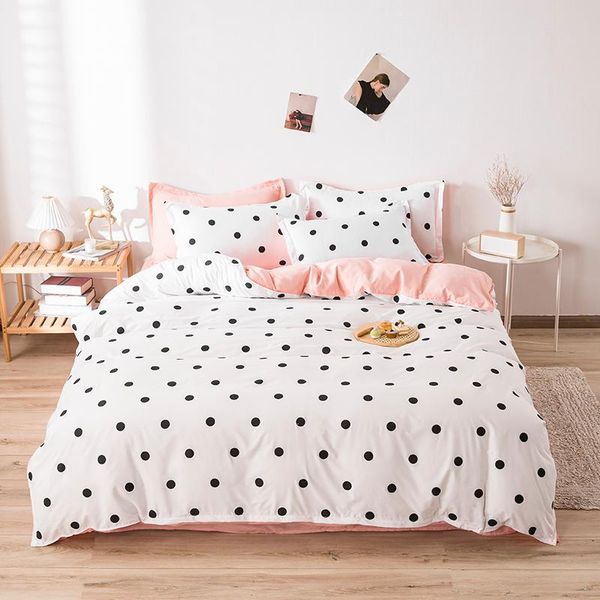 

bedding sets set pillowcase duvet cover single double  king 220x240 size bedclothes quilt bed sheet polka dot elements