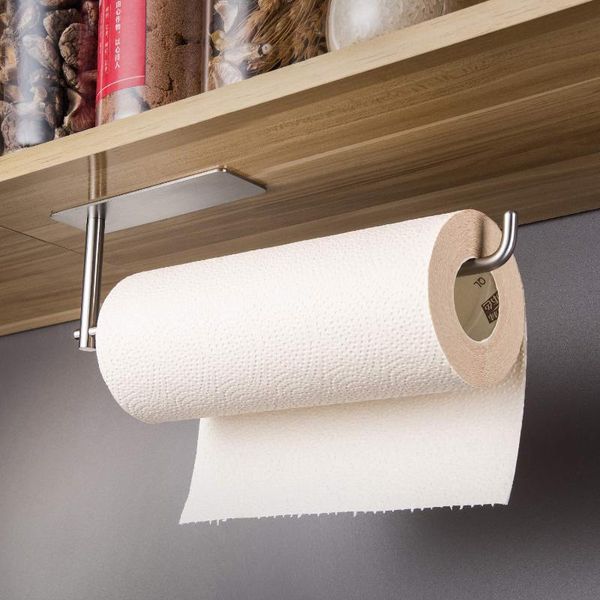 

kitchen bathroom fashion portable paper towel rack self-adhesive tissue roll holder for silver boxes & napkins