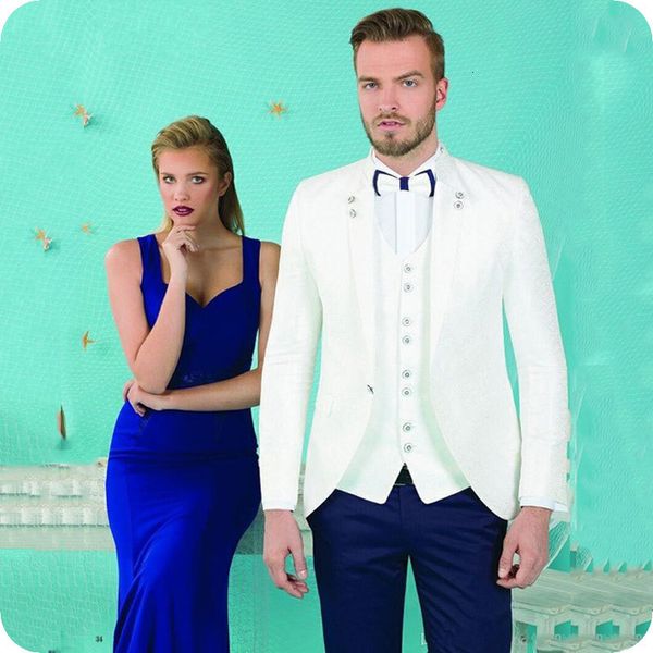 

men's suits & blazers white man classic slim fit wedding groom tuxedo terno masculino blazer 3piece latest coat pants party costum, White;black