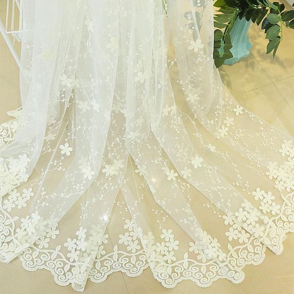 

embroidered lace curtains for bedroom sheer elegant organza floral delicate french window treatment tenda wp058c curtain & drapes