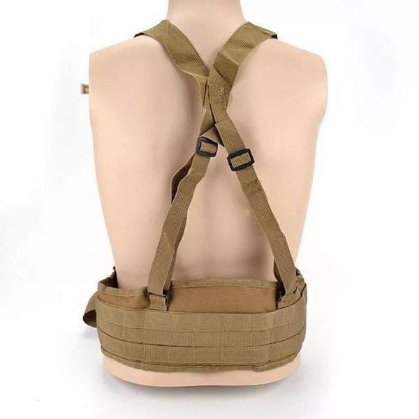 

molle belt men's army special 1000d nylon military convenient combat girdle eas h-shaped adjustable soft padded back support, Black;blue
