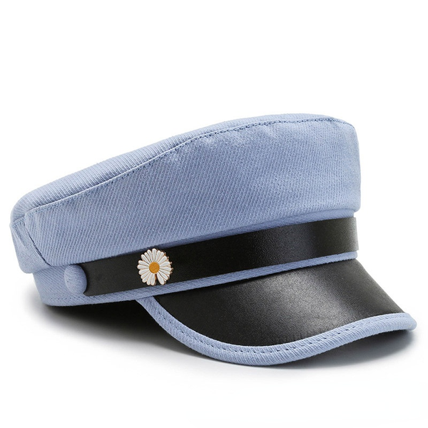 

2021 navy hats england jock millinery korean edition tide flat daisy hats american and european fashion duck caps beret, Blue;gray