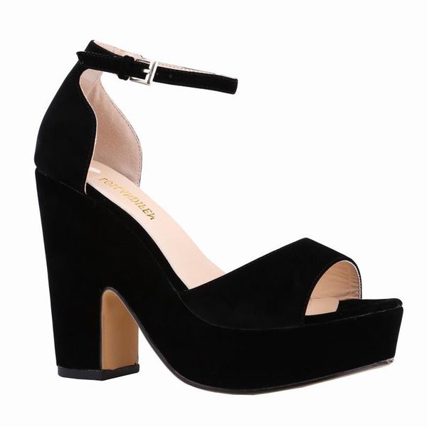 

sandals 2021 summer shoes with round head and thick heel, Black