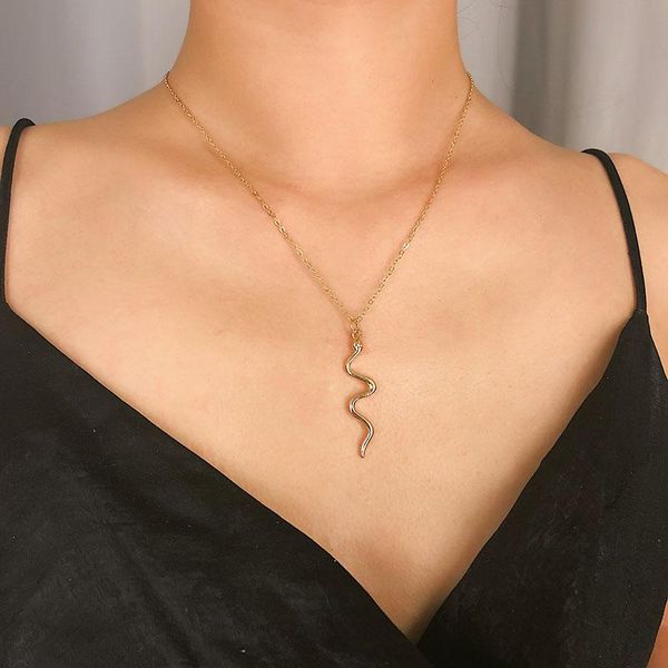 

pendant necklaces europe and the united states ins snake-shaped simple ladies fashion necklace boho chic jewelry, Silver