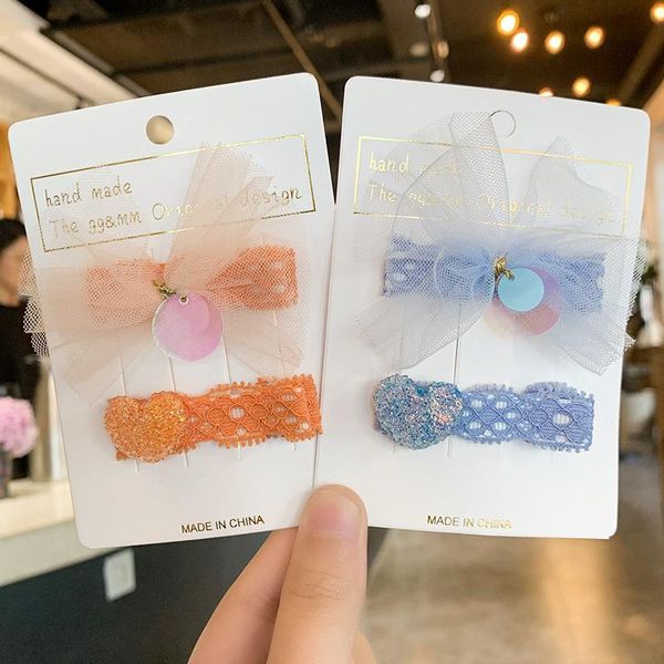 

hair accessories 2pcs/lot clips for girls baby cute bow heart kids hairpins barrettes headdress, Slivery;white