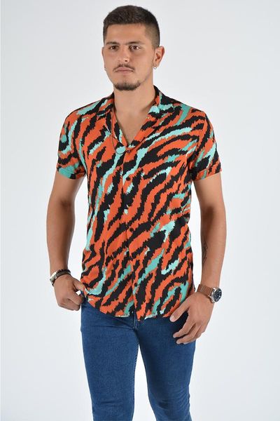 

male short-sleeve print shirt 20y-4300480 black men's tracksuits, Gray