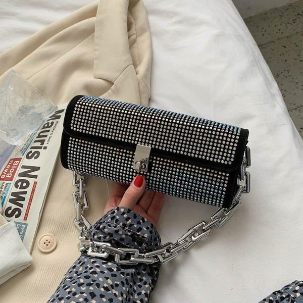 

evening bags fashion set with diamonds leather shoulder for women 2021 casual chain women's hand underarm bag concisely crossbody