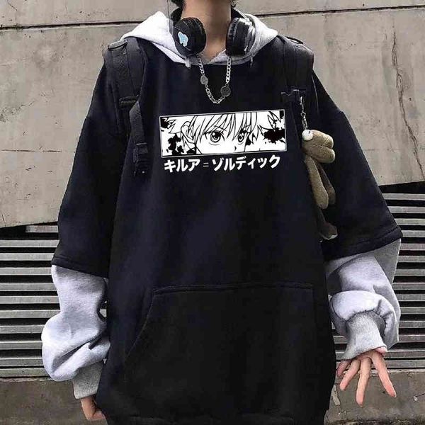 

2021 janpane anime x hunter killua ey hoodie men women long sve oversize sweatshirts, Black