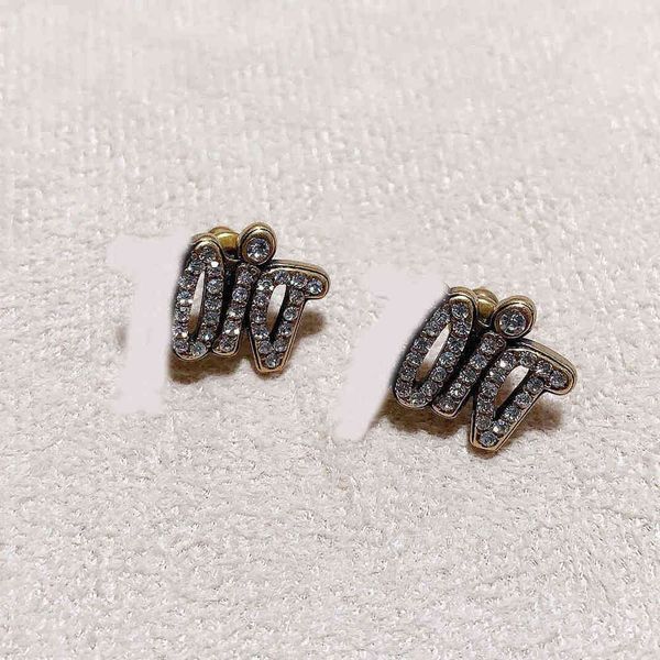 

charm earring d family 2021 letter c korean personality, Golden