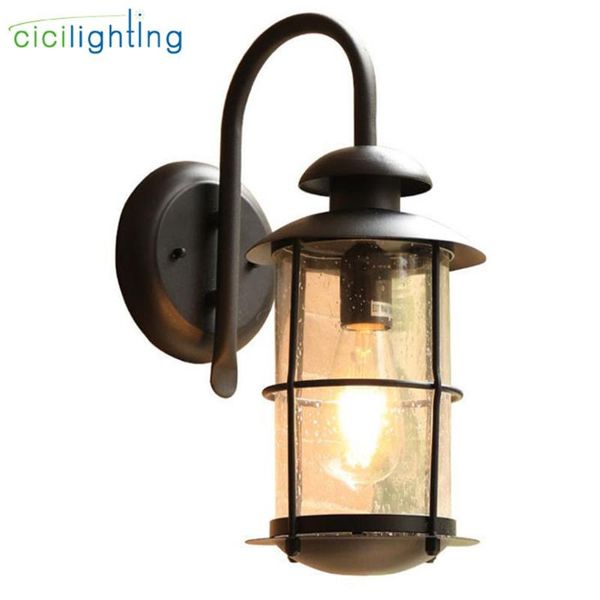 

outdoor wall lamps garden porch lights,ip54 e27 100-240v black glass shade exterior sconces,waterproof lamp for front door fence