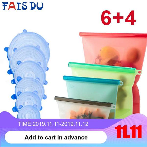 

food savers & storage containers 3pcs silicone bag leakproof fresh sealed bags reusable preservation fruit vegetable