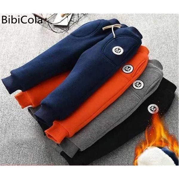 

thicken boys pants winter warm plus velvet pants for girls winter kids trousers children sport pants 211224, Blue