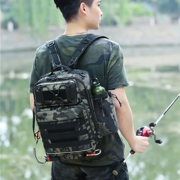 

fishing accessories lure backpack chest bag climbing outdoor military shoulder for sport camping molle army box rod xa36++g