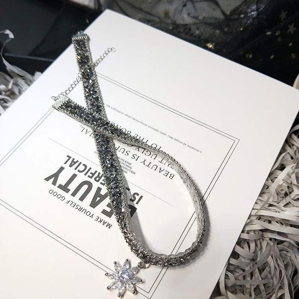 

ice flower choker collar fashion necklace clavicle chain woman jewelry short cut slimming accessories valentine's day present, Golden;silver