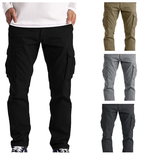 Erkek kargo pantolon sıradan pantolon iş kıyafetleri savaş güvenlik kargo 6 cep tam pantolon erkek esnek açık pantolon