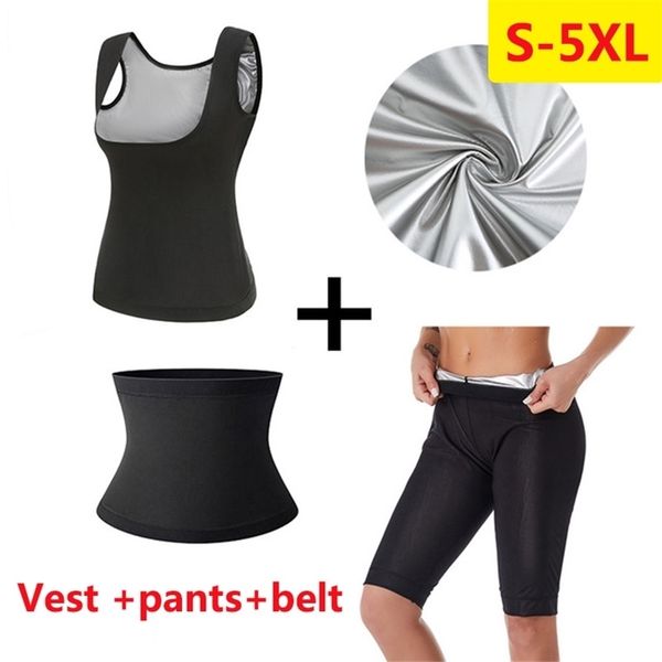 

sauna sweat vest women polymer waist trainer slimming underwear weight loss shapewear tummy sheath workout body shaper 211220, Black;white