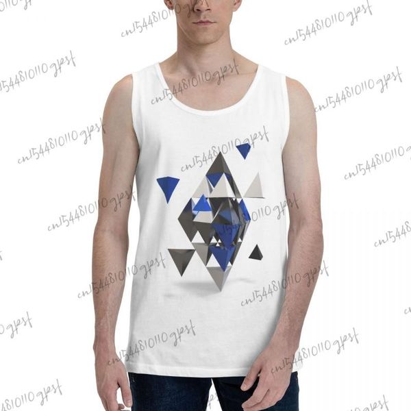 

men' tank sport musculation triangle cube pure cotton men gym clothing, White;black