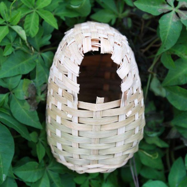 Gaiolas de pássaro natural casa de bambu mão feita escocês esconderijo gaiola brinquedo ao ar livre cabana abrigo
