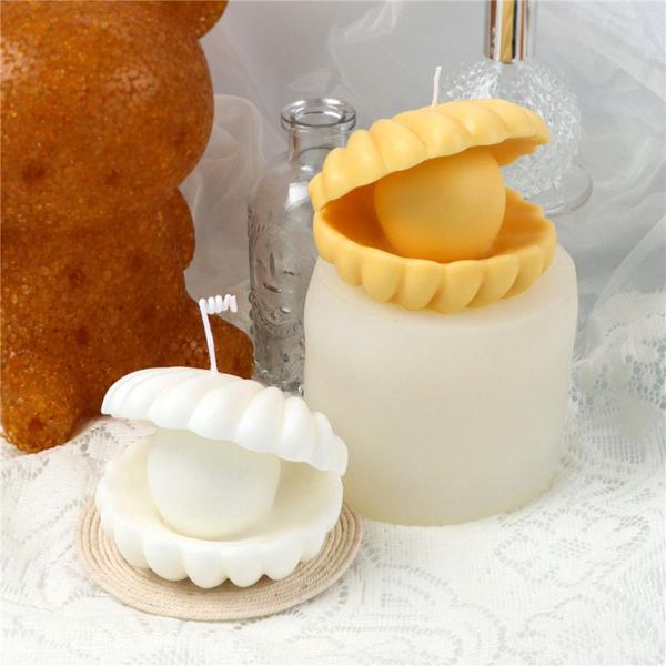 

craft tools pearl 3d silicone candle mold sea shell simulation wedding ornament handmade diy tool scented baking pastry cake dessert