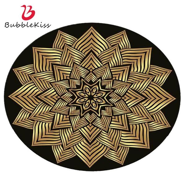 

carpets bubble kiss round for living room black gold floral print home bedside floor rug dust proof boy's bedroom decor foot mat