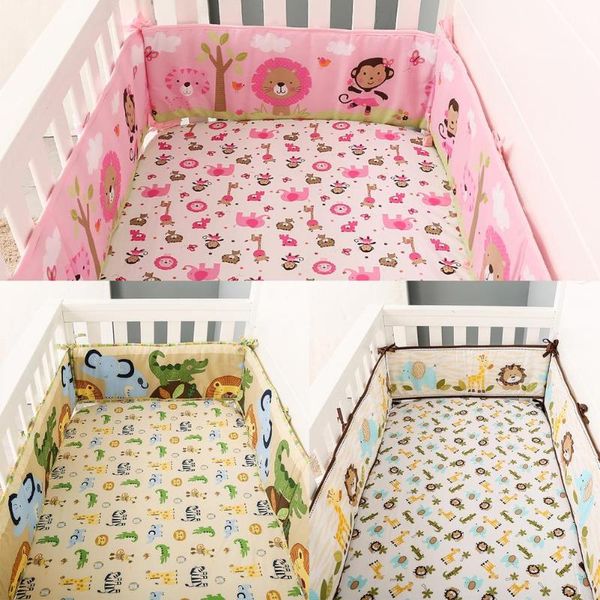 

bedding sets 4 pieces surrounding crib bumpers baby cute cartoon animals skin-friendly beds circumference fence anti-collision guardrail