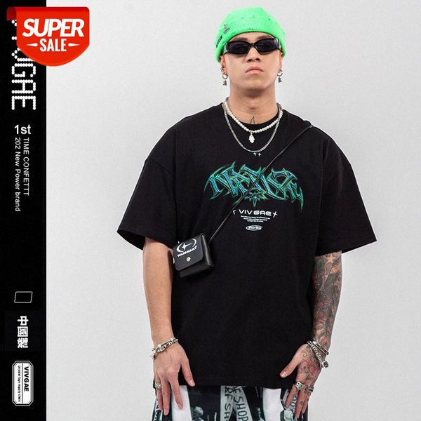 

vivgae men's retro dark short-sleeved oversize loose flow large size couple t-shirt #5h9x, White;black