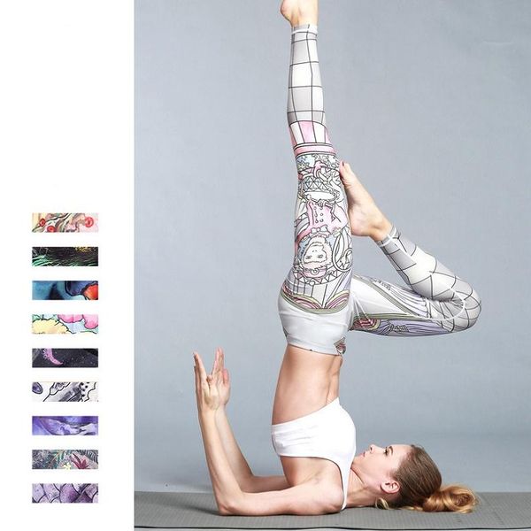 

yoga outfits women's animal printed ninth pants ladies' outdoor exercise fitness leggings tight stretch ankle-length trousers, White;red