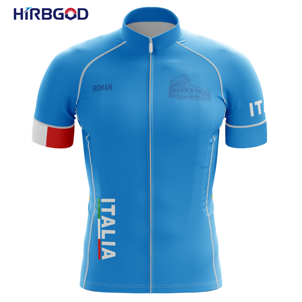 

men's blue cycling jersey for italy rome colosseum pattern short sleeve sportswear outdoor bike shirt pocket,tyz676-01 racing jackets, Black;red
